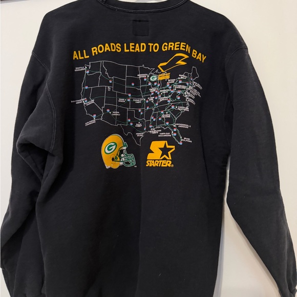 STARTER Vintage Green Bay Packers Graphic Men's Crewneck Sweater - Picture 2 of 5